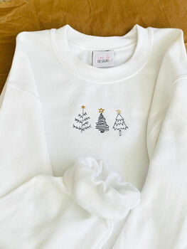 Embroidered Christmas Simple Trees Jumper, 3 of 5