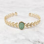 18ct Gold Plated Green Aventurine Leaf Bangle, thumbnail 1 of 6