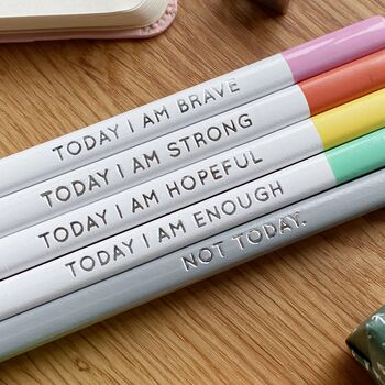 Set Of Five 'Today I Am' Positive Pencils, 3 of 5
