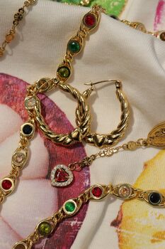 18 K Gold Heart Hoop Earrings, 8 of 10