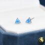 Trillion Cut Aquamarine Blue Cz Stud Earrings, thumbnail 2 of 11