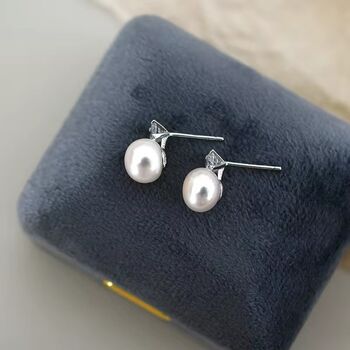 Kate Crystal White Ivory Pearl Drop Ball Gift Earrings, 3 of 5