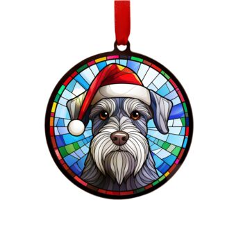 Schnauzer In Santa Hat Suncatcher Decoration, 5 of 6