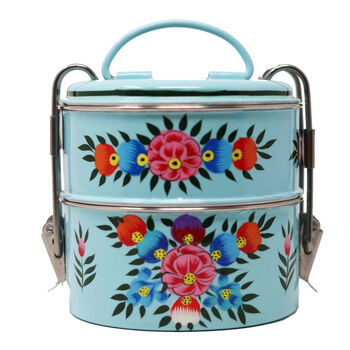 Indian Tiffin Two Compartments Hand Painted, 7 of 12