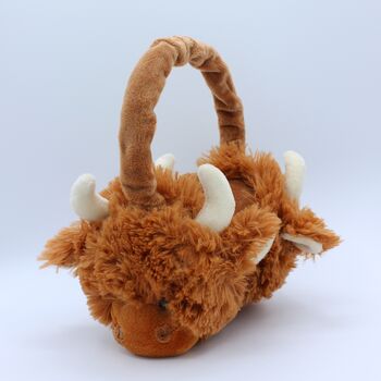 Highland Cow Brown Earmuffs + Matching Scarf Gift Boxed, 2 of 12