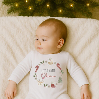 Personalised Christmas Wreath Big And Little Brother / Sister Sibling Matching Set, 2 of 5