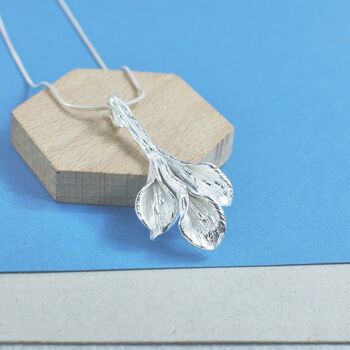 Sterling Silver Calla Lily Trio Pendant, 2 of 4