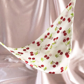 Cherry Print Silk Audrey Triangle Headscarf, 2 of 8