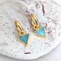 'The Triangle' Amazonite Hoop Gold Plated Earrings, thumbnail 3 of 6