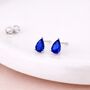 Sterling Silver Sapphire Teardrop Stud Earrings – 6mm X 4mm, thumbnail 2 of 4