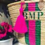 Hand Woven And Hand Painted Monogram Stripe Basket, thumbnail 1 of 11