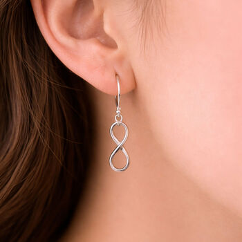 Infinity Hook Drop Earrings, Eternal And Everlasting Love Symbolic Earrings, 2 of 8