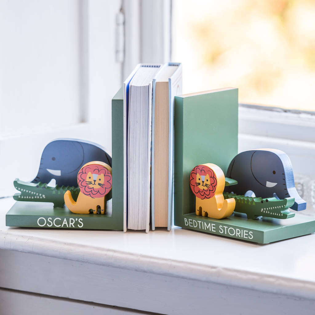 personalised animal wooden bookends by thelittleboysroom