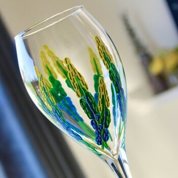 Yellow Muscari Hand Painted Wine Glass, 4 of 8