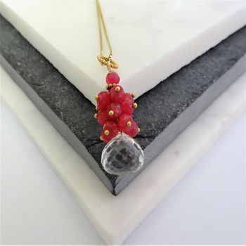 Quartz And Ruby Cluster Necklace, 4 of 5