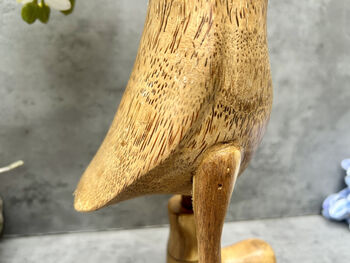 Hand Carved Bamboo Wood Duck Figurine 34cm, 2 of 12