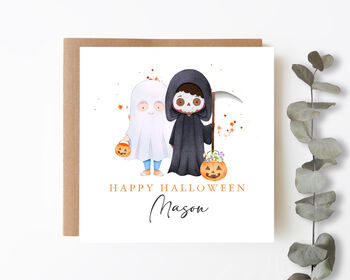Personalised Kids Halloween Card Trick Or Treaters, 3 of 6