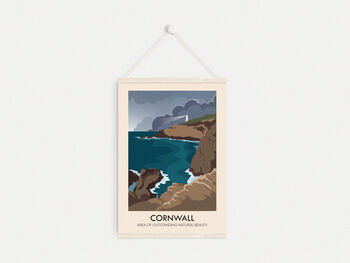 Cornwall Aonb Travel Poster Art Print, 6 of 8