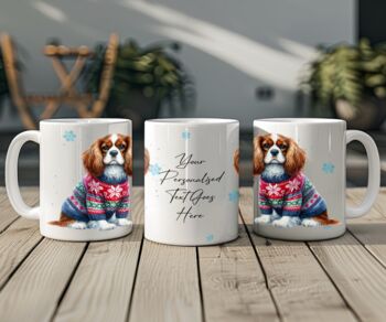 Personalised King Charles Spaniel In Christmas Jumper Mug B, 2 of 2