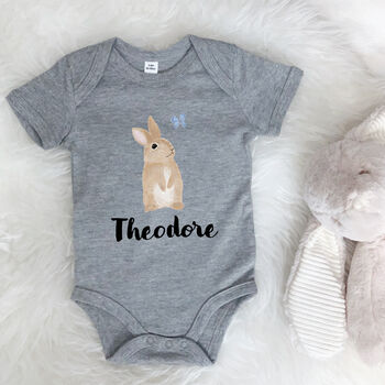 Illustrated Bunny Personalised Babygrow, 3 of 12