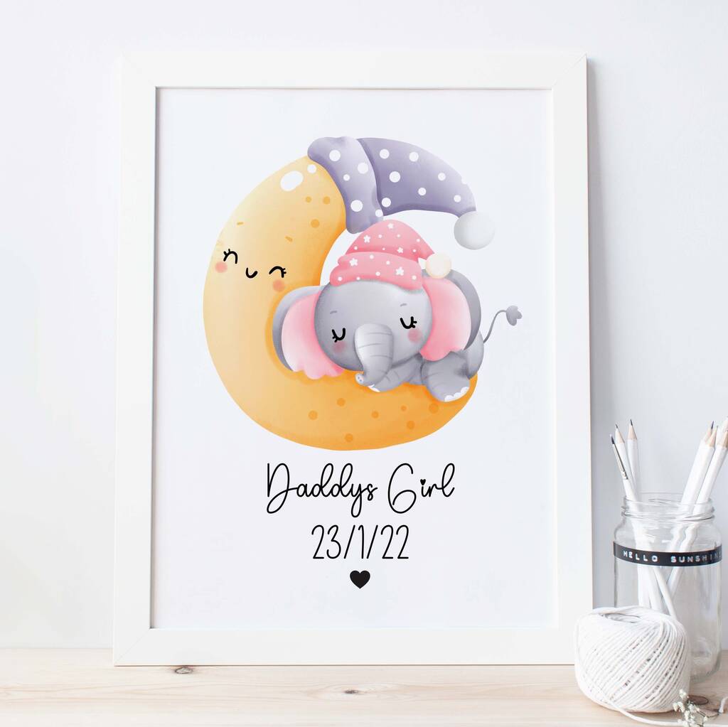 Baby Elephant Personalised Framed Print By HoorayBelle