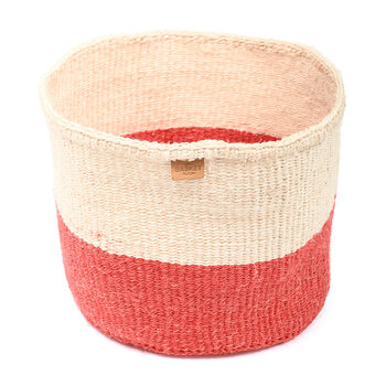 Tangu: Red Colour Block Woven Basket, 5 of 7