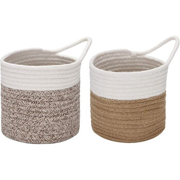 Hanging Cotton Rope Baskets Small Woven Storage Basket, 6 of 8