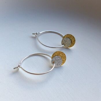 Gold Plated / Sterling Silver Double Disc Hoop Earrings, 6 of 7