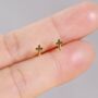 Tiny Cross Stud Earrings, Minimalistic Dainty Studs, thumbnail 1 of 7