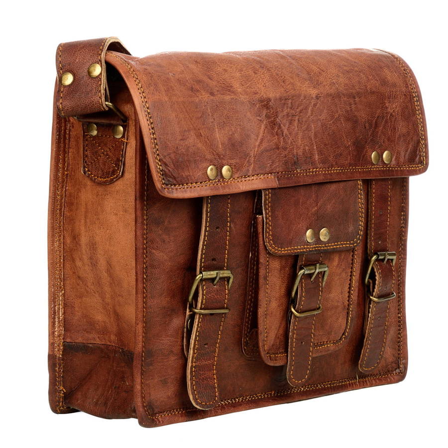vintage style brown leather laptop satchel by paper high ...