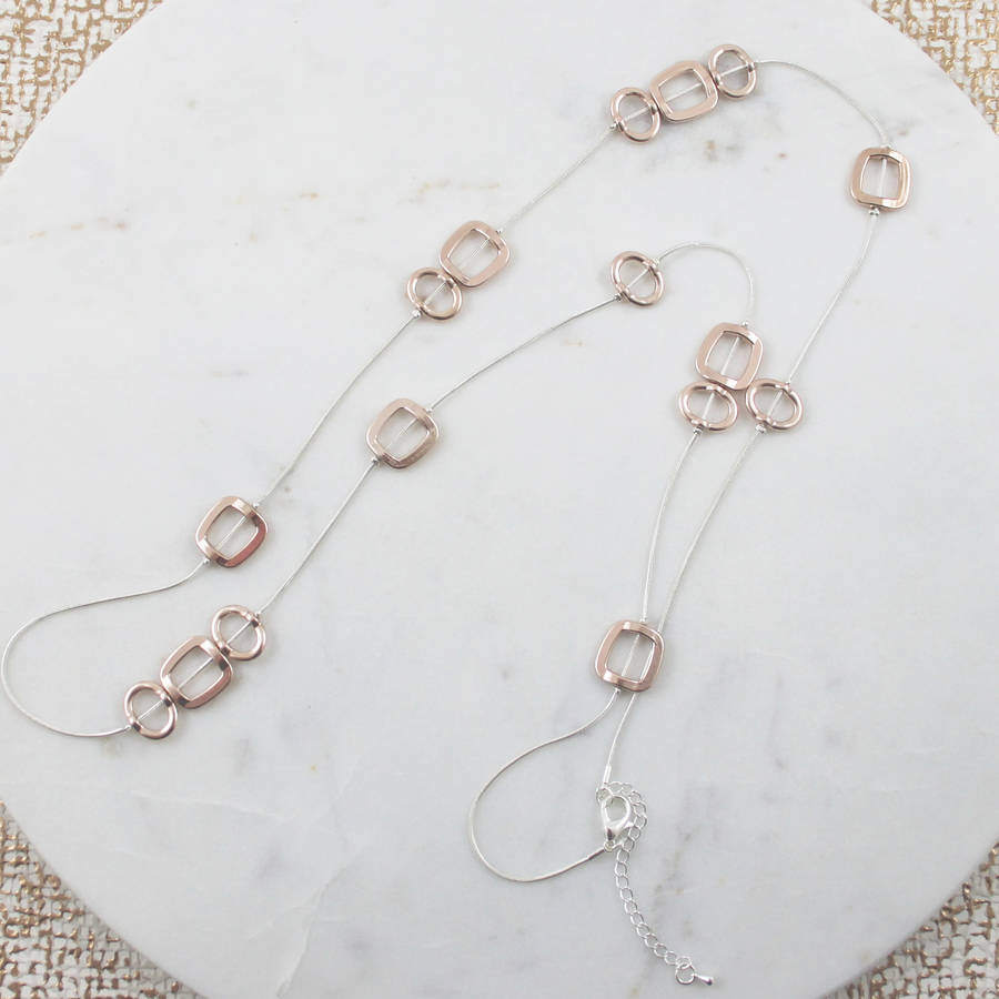 long circle and squares necklace by my posh shop
