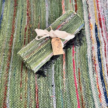 Emerald Green Handmade Indian Rag Rug Bohemian, 11 of 11