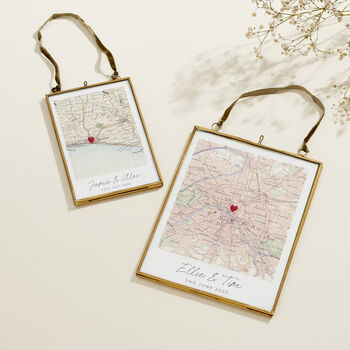 Personalised Vintage Map Picture With Stitched Heart, 2 of 7
