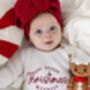 Our Little Christmas Miracle Embroidered New Baby Knitted Romper, thumbnail 2 of 10