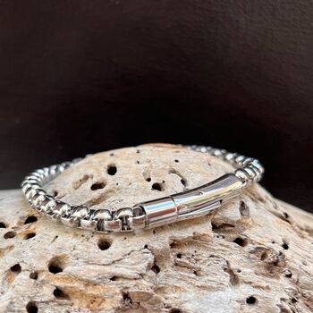 Grey Black Silver Titanium Steel Bracelet Gift For Him, 4 of 5