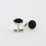 Woven Fabric Faced Cufflinks Black, thumbnail 1 of 4