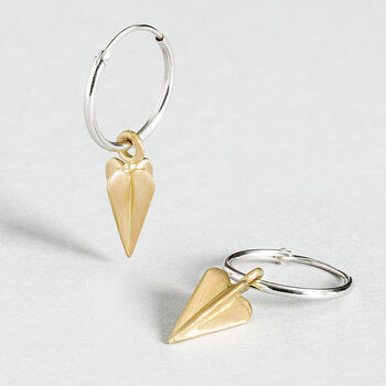 Aphrodite 18ct Gold Hoop Earrings With Small Heart, 2 of 3