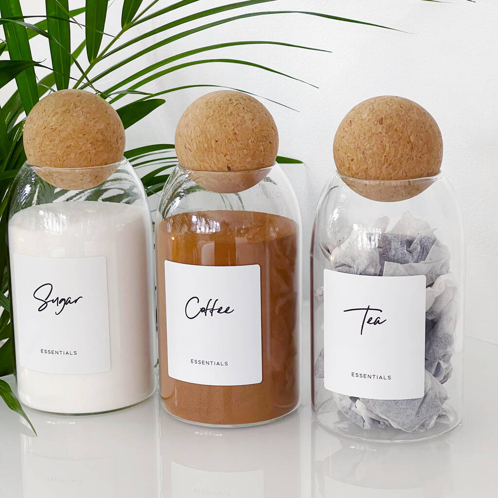 Cork Ball Jar With Personalised Script Label By Oikku
