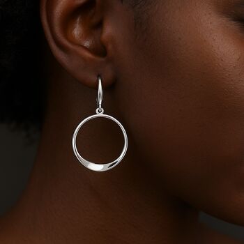 Sterling Silver Open Twisted Circle Drop Earrings – 32mm, 2 of 7