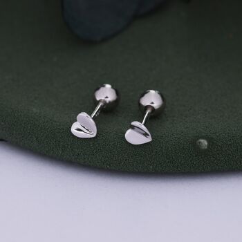 Extra Tiny Folded Heart Stud Earrings, 2 of 11