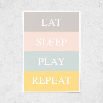 Eat, Sleep, Play, Repeat Nursery Print, 3 of 4