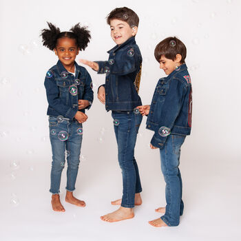 Personalised Kids Denim Jacket With Sequin Wings, 4 of 9