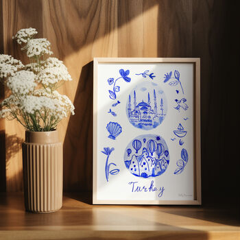 Scenes Of Turkey Blue Tile Inspired Travel Print, 6 of 12