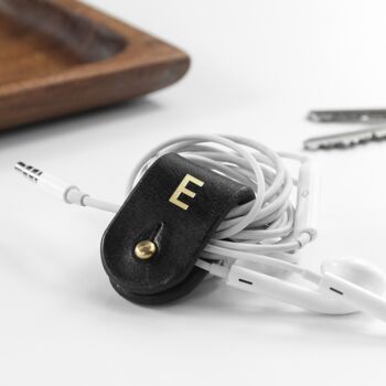 Monogrammed Leather Earphones Holder, 3 of 6