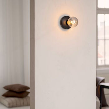 Cable Free Wall Light Black And Smoked Bulb, 2 of 2