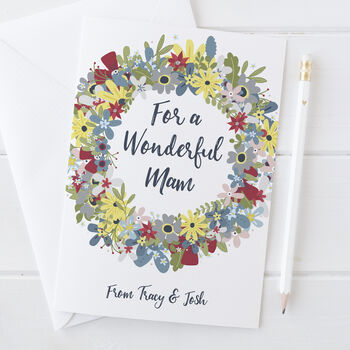 Floral Wreath Personalised Birthday Card For Mum, 5 of 5