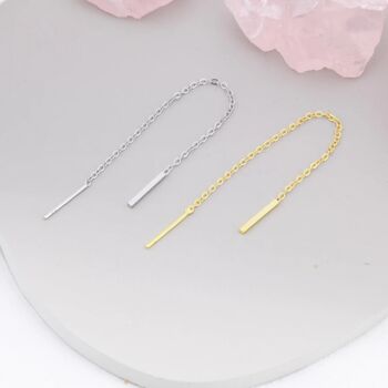 Sterling Silver Vertical Bar Ear Threader, 7 of 11