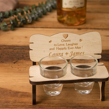 Personalised Bench With Shot Glasses, 2 of 3