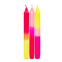 Ombre Pink, Yellow And Orange Dinner Candles Three Pack, thumbnail 2 of 3