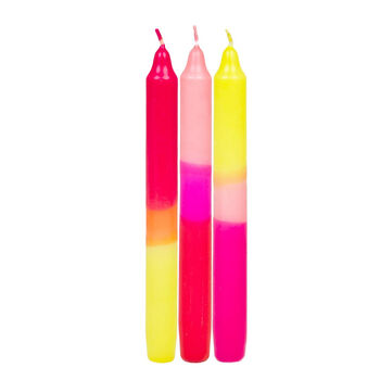 Ombre Pink, Yellow And Orange Dinner Candles Three Pack, 2 of 3